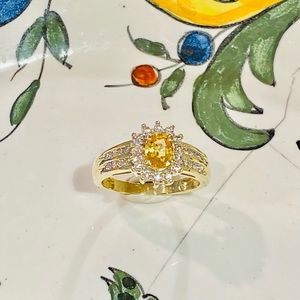SOLD!!! Canary Yellow Sapphire Diamond Ring 14k YG